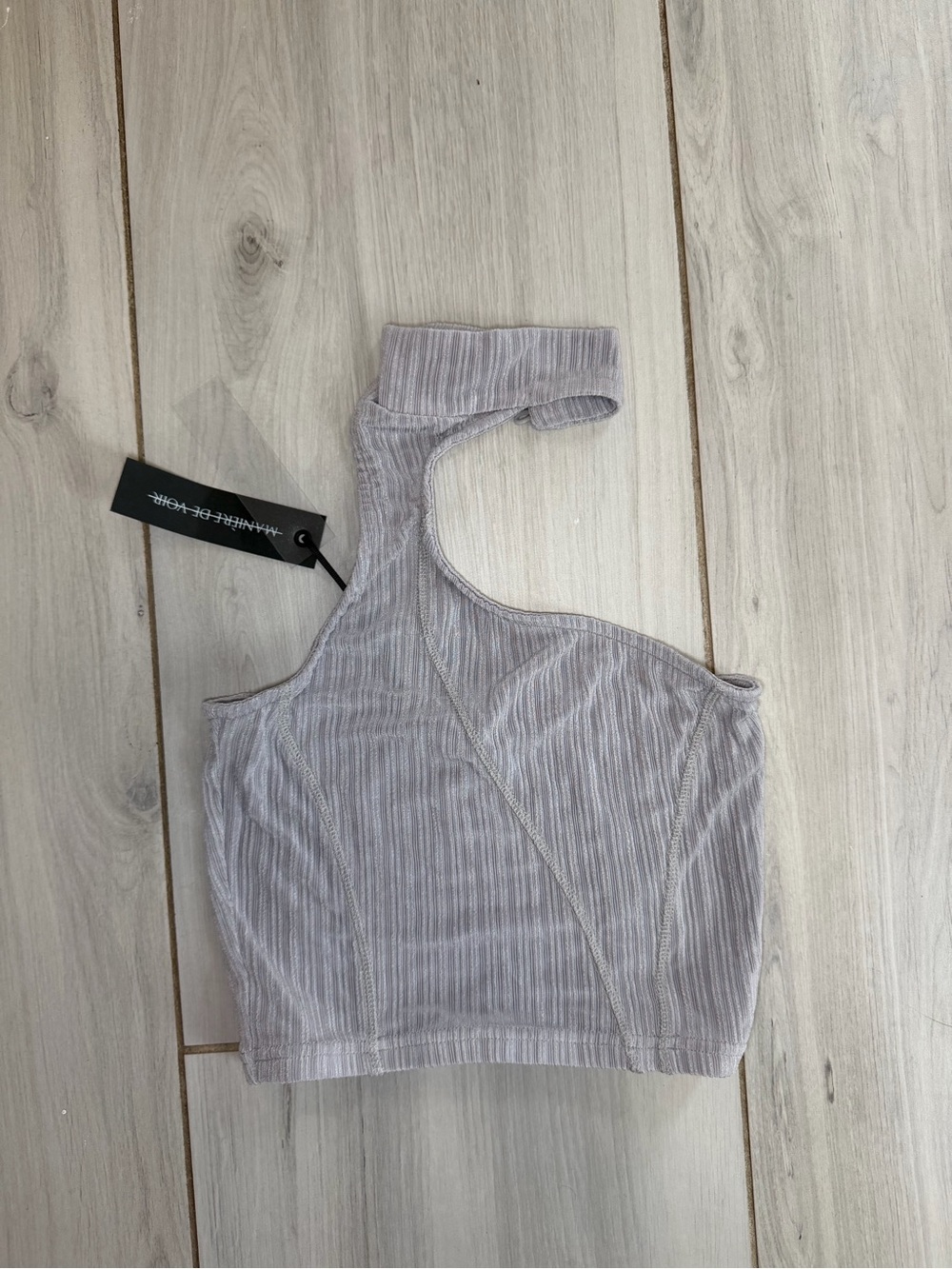 High Neck Sheer Asymmetric Crop Top